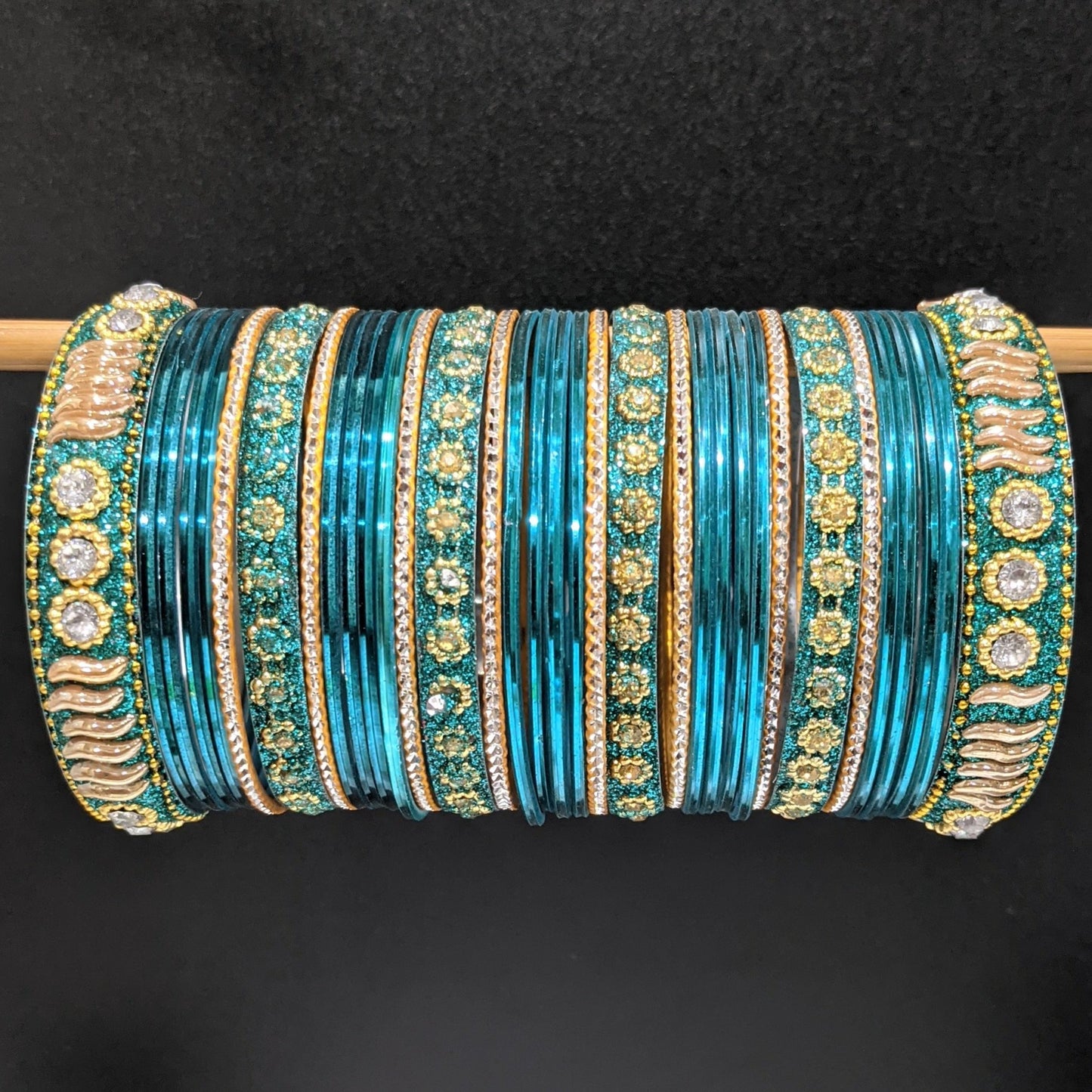 Bangles Large Set : Sea Green & Golden