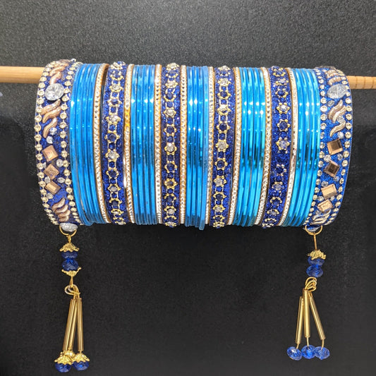 Bangles Large Set with Tassels : Ferozi