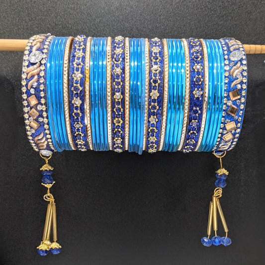 Bangles Large Set with Tassels : Ferozi
