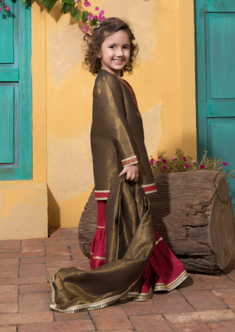 Olive - Girl's Gharara Dress