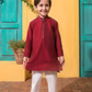 Embroidered Kurta Shalwar : Maroon & offwhite