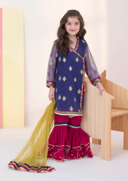 Royal Blue - Girl's Gharara Dress