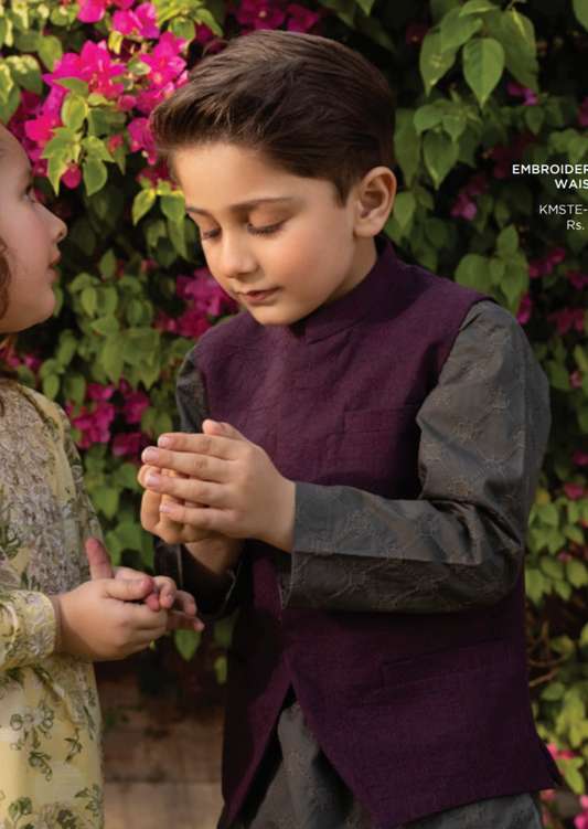Dark Maroon - Boy's Waist Coat