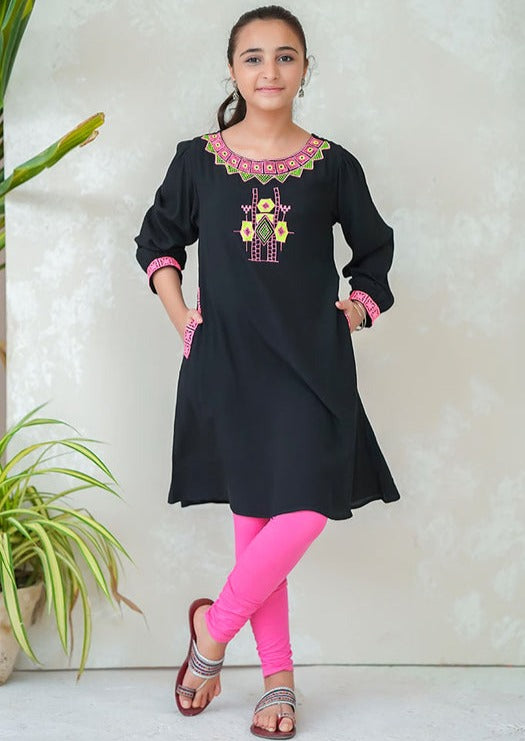 Black - Girl's Kurta
