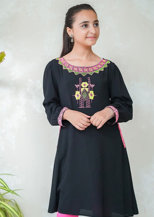 Black - Girl's Kurta