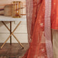 Rust Embroidered Organza Dupatta