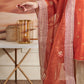 Rust Embroidered Organza Dupatta