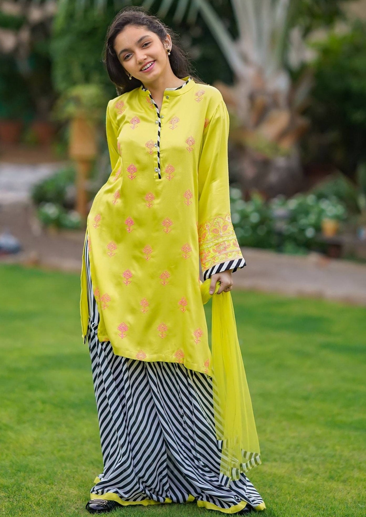 Yellow - Girl's Gharara Dress