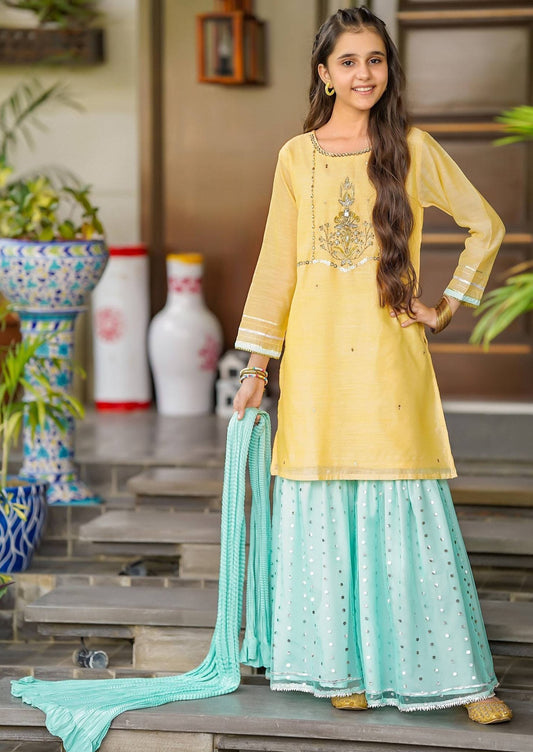 Yellow - Girl's Gharara Dress