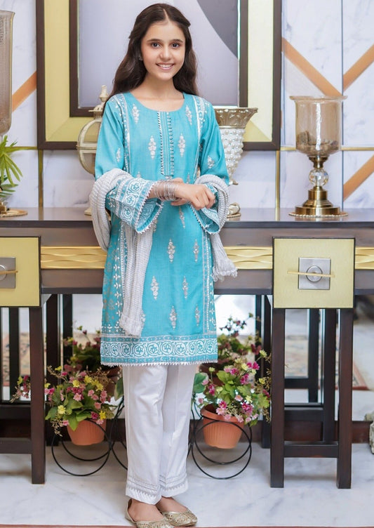 Sea Green Girls - 3 Piece Cotton Suit