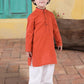 Boy's Embroidered Kurta : Rust