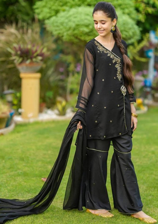 Black- Girl's Gharara Dress