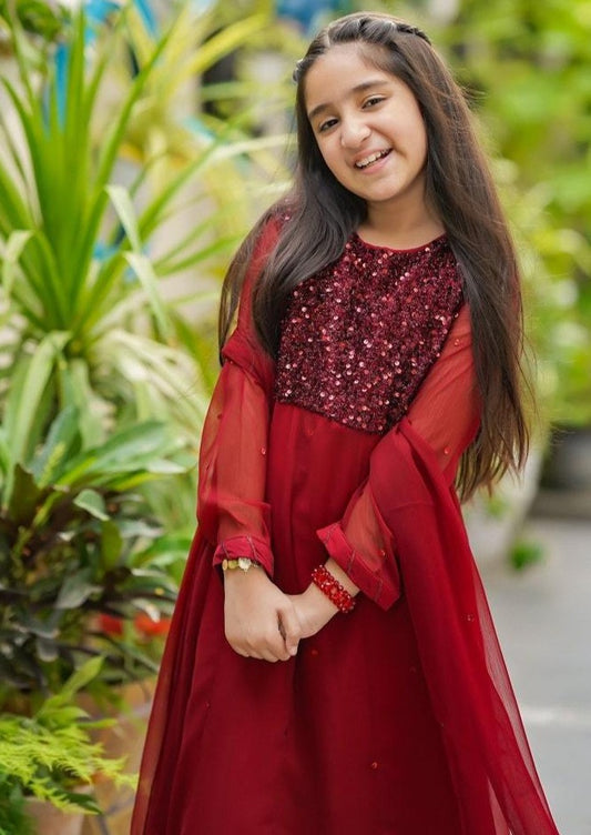 Maroon - Girl's Dress