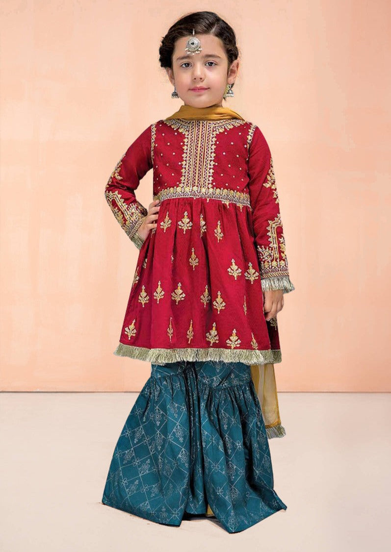Red & Blue - Girl's Gharara Dress