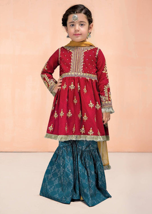 Red & Blue - Girl's Gharara Dress