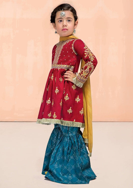 Red & Blue - Girl's Gharara Dress