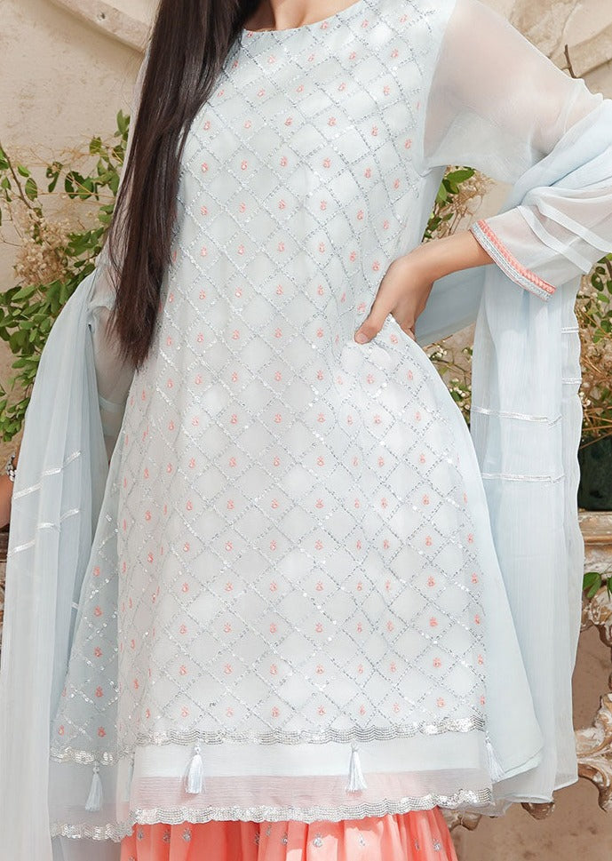 Tiffany Blue - Girl's Gharara Dress