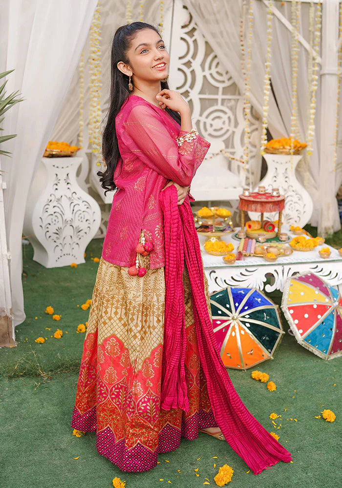Magenta - Girl's Gharara Dress