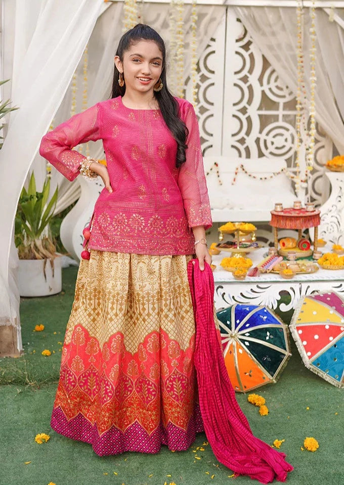 Magenta - Girl's Gharara Dress