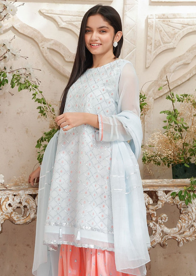Tiffany Blue - Girl's Gharara Dress