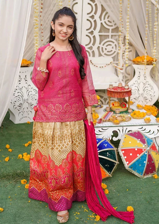 Magenta - Girl's Gharara Dress