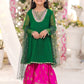 Emerald Green & Magenta - Girl's Gharara Dress