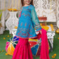 Teal Blue & Hot Pink - Girl's Gharara Dress