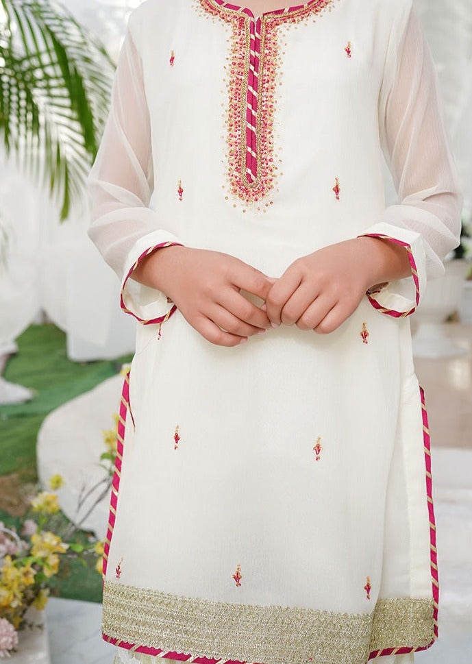 Ivory White - Girl's Gharara Dress