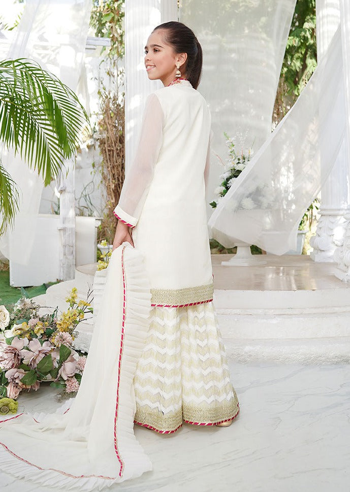 Ivory White - Girl's Gharara Dress