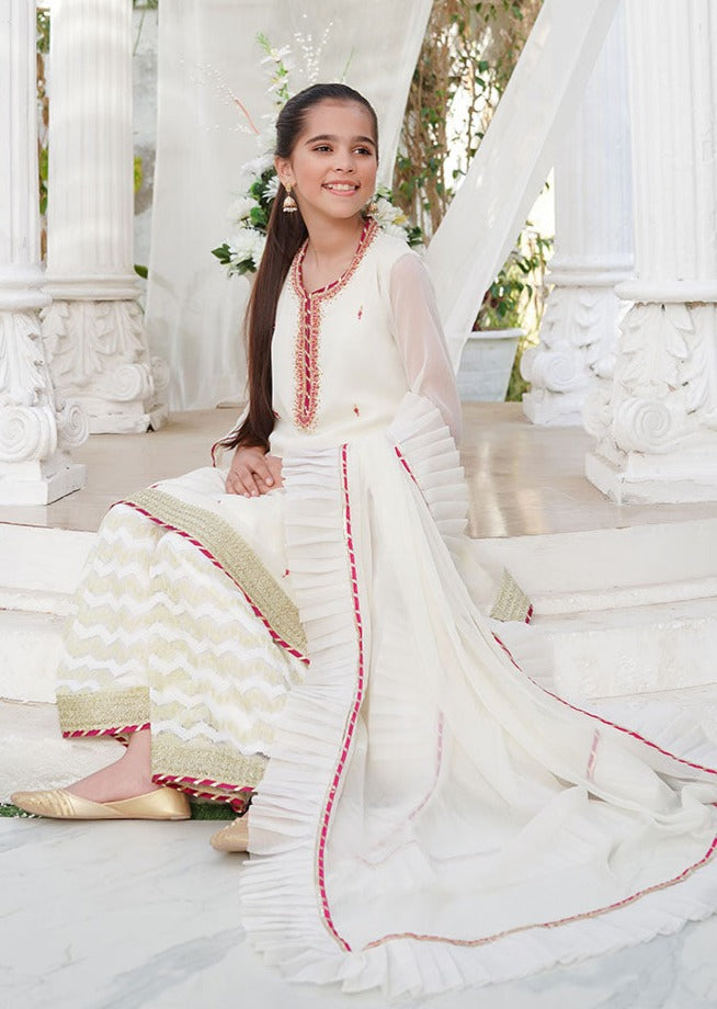 Ivory White - Girl's Gharara Dress