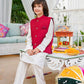White & Maroon - Kameez, Shalwar & Waistcoat