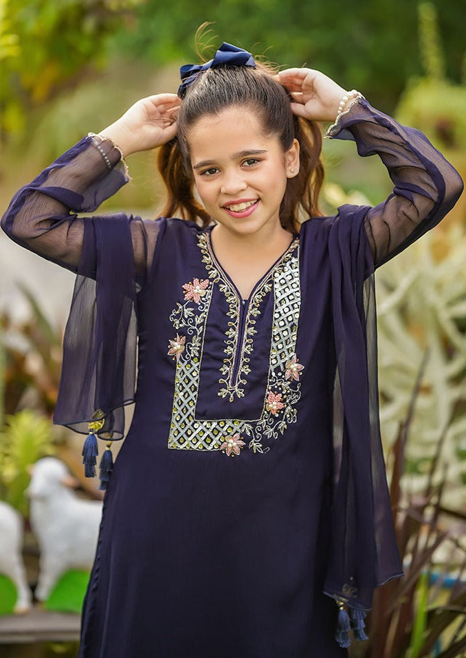 Navy Blue - Girl's Dress