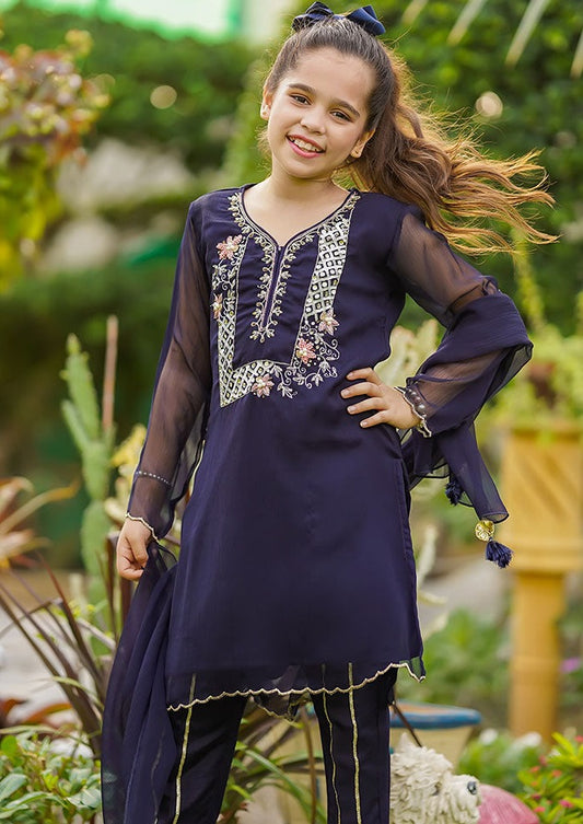 Navy Blue - Girl's Dress
