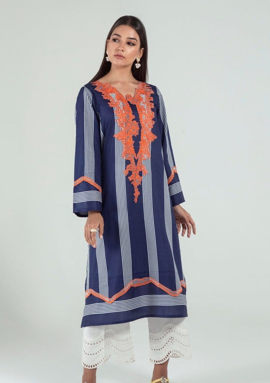 Blue & Orange :  Women's Kurta