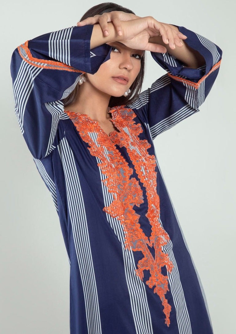Blue & Orange :  Women's Kurta