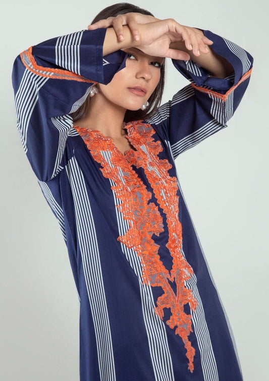 Blue & Orange :  Women's Kurta